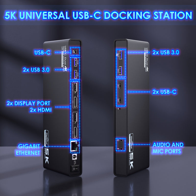 USB-C Display Link, 65W, Dual Display Docking Station