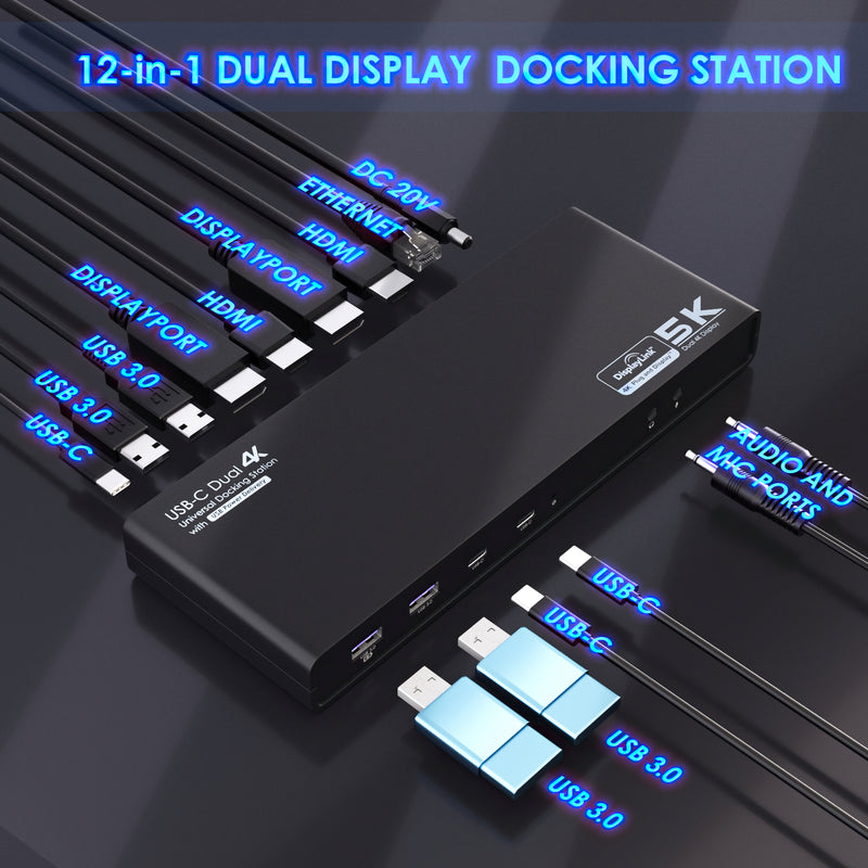USB-C Display Link, 65W, Dual Display Docking Station