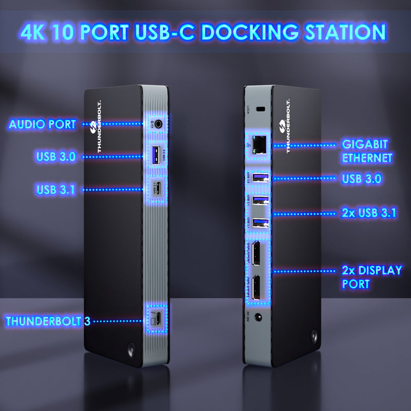 Thunderbolt 3, USB-C Port, 100W Power Delivery Docking Station