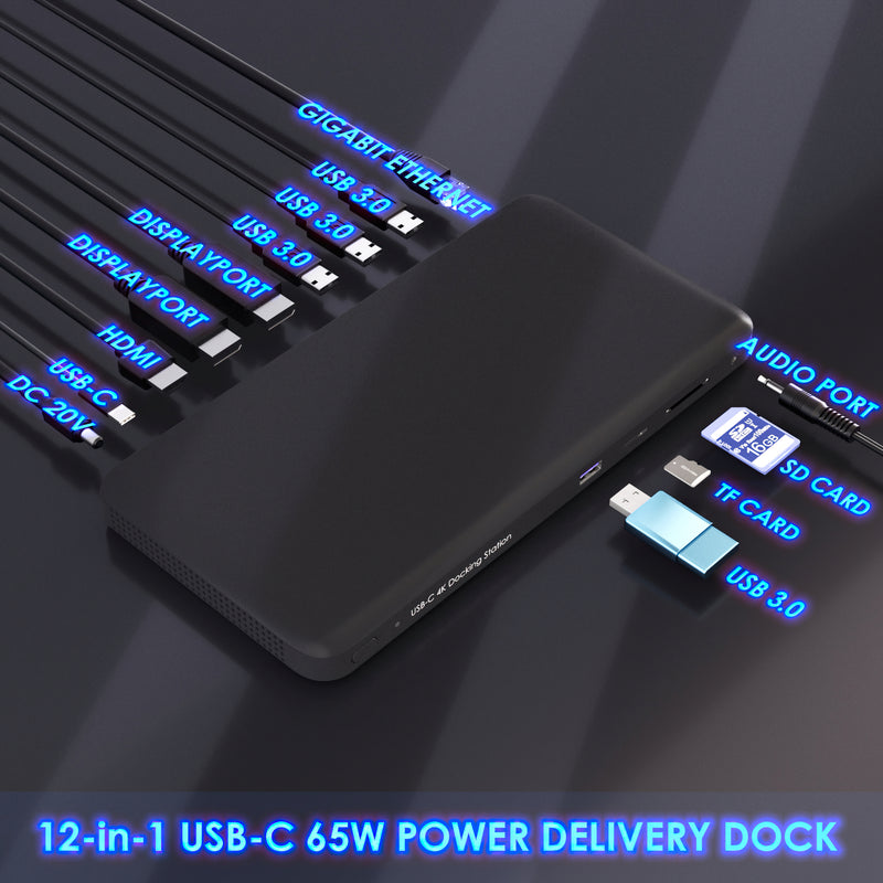 USB-C, 65W Power Delivery, Triple Display Docking Station