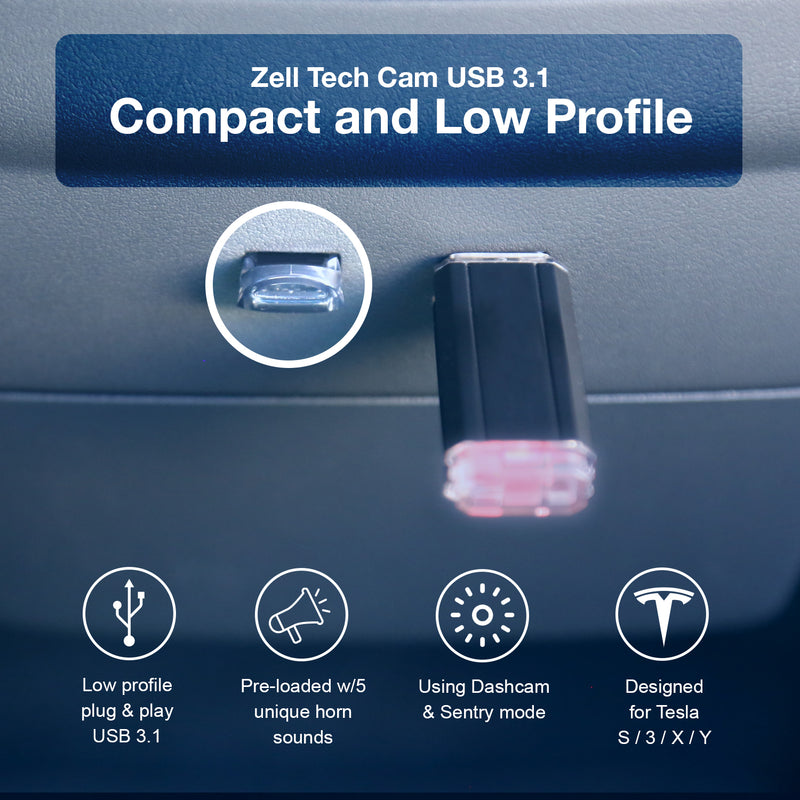 Zell Technologies Dashcam 3.1 Flash Drive for Tesla with Sentry Mode Pre-Configured,Tesla Model S/3/X/Y - 64GB, Sept 2019 Model or Newer